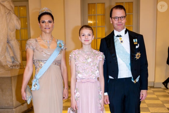 Victoria et Daniel de Suède, Estelle de Suède - Banquet royal organisé pour les 18 ans du prince héritier Christian de Danemark, Copenhague, 15 octobre 2023.