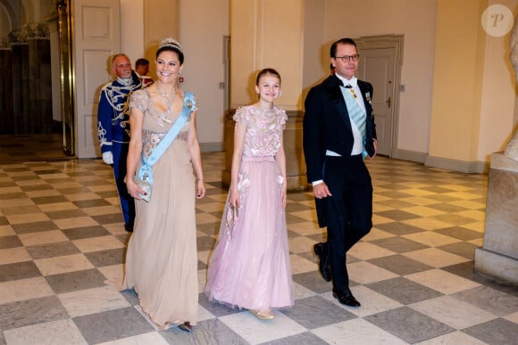 Princesse Victoria, princesse Estelle, prince Daniel de Suède - Banquet royal organisé pour les 18 ans du prince héritier Christian de Danemark, Copenhague, 15 octobre 2023.