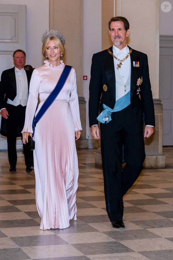 Pavlos et Marie-Chantal de Grèce - Banquet royal organisé pour les 18 ans du prince héritier Christian de Danemark, Copenhague, 15 octobre 2023.