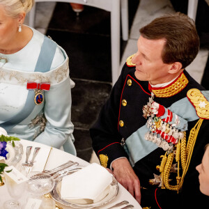 Princesse Mette-Marit de Norvège et Prince Joachim du Danemark - Banquet royal organisé pour les 18 ans du prince héritier Christian de Danemark, Copenhague, 15 octobre 2023.