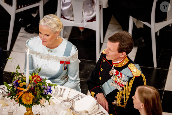 Princesse Mette-Marit de Norvège et Prince Joachim du Danemark - Banquet royal organisé pour les 18 ans du prince héritier Christian de Danemark, Copenhague, 15 octobre 2023.
