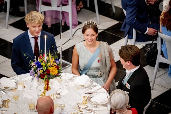 Ingrid-Alexandra de Norvège et Christian de Danemark - Banquet royal organisé pour les 18 ans du prince héritier Christian de Danemark, Copenhague, 15 octobre 2023.