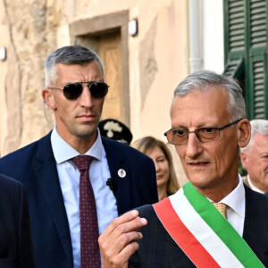 Le prince Albert II de Monaco en visite à Olivetta San Michele en Italie, le 9 octobre 2023, dans le cadre de ses déplacements dans les territoires liés historiquement à la famille princière.  © BrunoBebert/Bestimage 