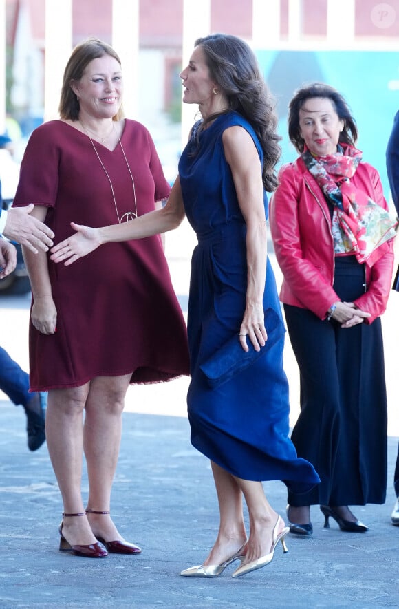 Le roi Felipe VI et la reine Letizia d'Espagne arrivent pour un acte institutionnel de reconnaissance aux professionnels et bénévoles qui ont participé aux différents travaux d'extinction des incendie à Tenerife l'été dernier à Santa Cruz de Ténérife, Espagne, le 24 octobre 2023. 