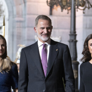 Le roi Felipe VI d'Espagne, La reine Letizia d'Espagne, La princesse Leonor, L'infante Sofia d'Espagne, La reine Sofia - La famille royale d'Espagne lors de la cérémonie des "Prix Princesse des Asturies 2023" à Oviedo, Espagne, le 20 octobre 2023. 