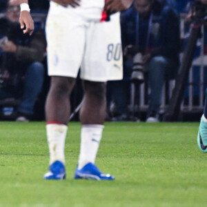 Joie de Kylian Mbappe ( 7 - PSG ) apres le but de Randal Kolo Muani ( 23 - PSG ) - - Match de ligue des champions entre le PSG et l'AC Milan (3-0) au Parc des Princes à Paris le 25 octobre 2023. 