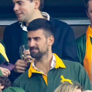 Novak Djokovic était en tribunes
Novak Djokovic - Personnalités à la finale de la coupe du monde de rugby Afrique du Sud / Nouvelle Zélande (12 - 11) au stade de France à Saint-Denis le 28 octobre 2023. 