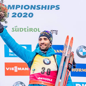 Info du 13 mars 2020 ( Martin Fourcade, quintuple champion olympique de biathlon, a annoncé ce vendredi dans un communiqué qu'il mettrait un terme à sa carrière à l'issue de la saison.) - Martin Fourcade (FRA) remporte la médaille d'or sur l'épreuve du 20km individuel messieurs aux Championnats du monde de Biathlon 2020 à Antholz Anterselva, le 19 février 2020. © Imago / Panoramic / Bestimage