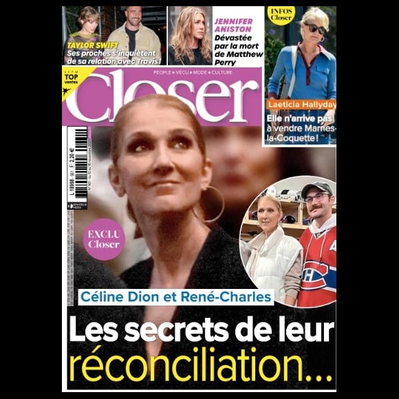 Retrouvez toutes les informations sur Céline Dion dans le magazine Closer, n° 961, du 10 novembre 2023.