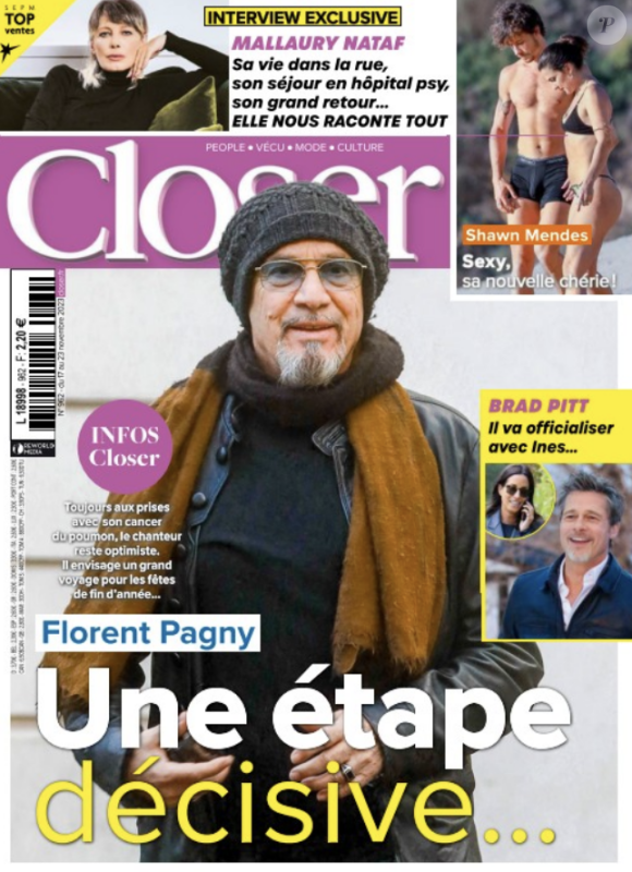 Couverture du nouveau numéro du magazine "Closer" paru le 17 novembre 2023