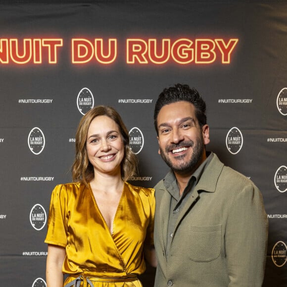 Nathalie Péchalat et Denny Imbroisi - Soirée de la 19ème édition de la Nuit du Rugby à l'Olympia, Paris le 20 novembre 2023.La Nuit du rugby est une cérémonie organisée chaque année depuis 2004 sous l'égide de la Ligue nationale de rugby en collaboration avec Provale et TECH XV, pour récompenser les acteurs du rugby professionnel français qui se sont distingués lors des championnats de France de rugby Top 14 et Pro D2. © Pierre Perusseau/Bestimage