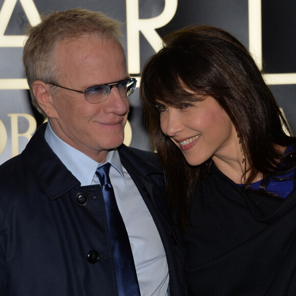 Sophie Marceau et Christophe Lambert - Défilé Giorgio Armani Haute Couture Printemps/Ete 2014 au Palais de Tokyo à Paris, le 21 janvier 2014.