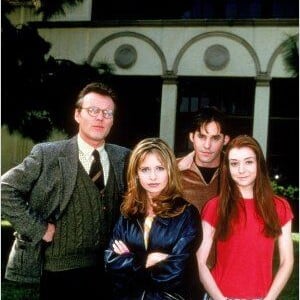 Sarah Michelle Gellar, Alyson Hannigan, Nicholas Brendon et Anthony Stewart Head - Le casting de "Buffy contre les vampires" en 1997.