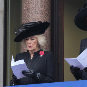 Camilla Parker Bowles, Kate Middleton - La famille royale honore les disparus des deux guerres mondiales lors de la cérémonie Remembrance Sunday au Cénotaphe à Londres le 12 novembre 2023.