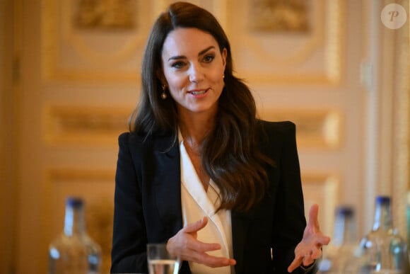 Qu'il s'agisse de mode ou de beauté, la princesse est toujours au top 
Catherine (Kate) Middleton, princesse de Galles, lors d'une réunion avec des experts du milieu universitaire, des sciences et du secteur de la petite enfance au château de Windsor, le 25 janvier 2023. 
