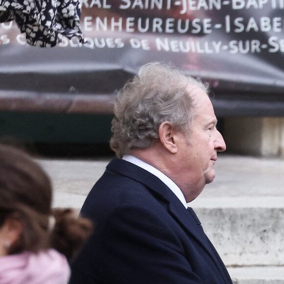 Pierre Charon, Jean Sarkozy - Sorties des obsèques de Päl Sarkozy de Nagy Bocsa, le père de Nicolas Sarkozy, en l'église Saint-Jean Baptiste à Neuilly sur Seine le 9 mars 2023. © Dominique Jacovides / Bestimage