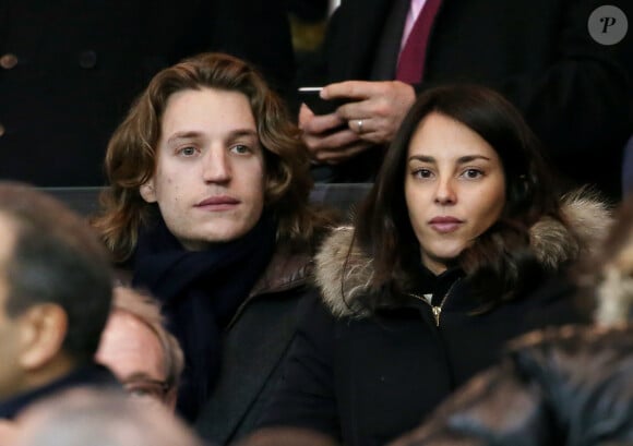 Jean et sa femme Jessica Sarkozy - People au quart de finale de la Coupe de France de football entre le PSG et l'AS Monaco (2-0) au Parc des Princes à Paris le 4 mars 2015.