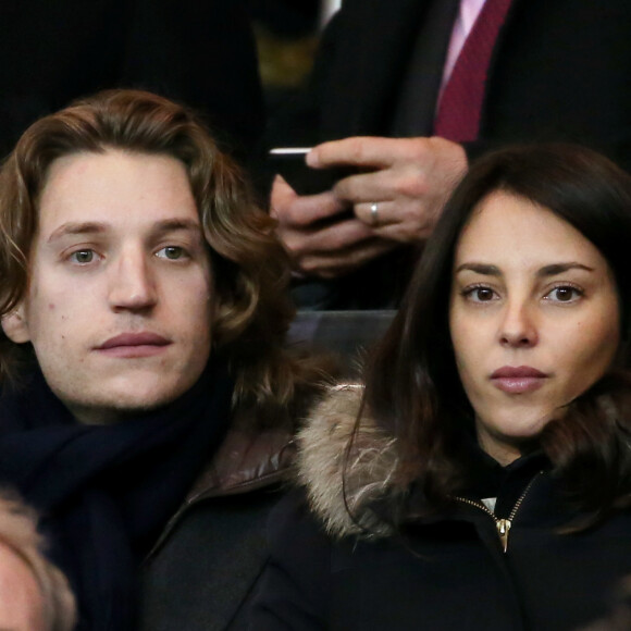 Jean et sa femme Jessica Sarkozy - People au quart de finale de la Coupe de France de football entre le PSG et l'AS Monaco (2-0) au Parc des Princes à Paris le 4 mars 2015.