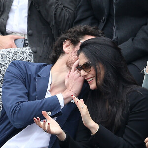 Marie Drucker et son ancien compagnon Mathias Vicherat - People dans les tribunes de la finale homme des internationaux de France de Roland Garros à Paris le 5 juin 2016. © Moreau-Jacovides / Bestimage