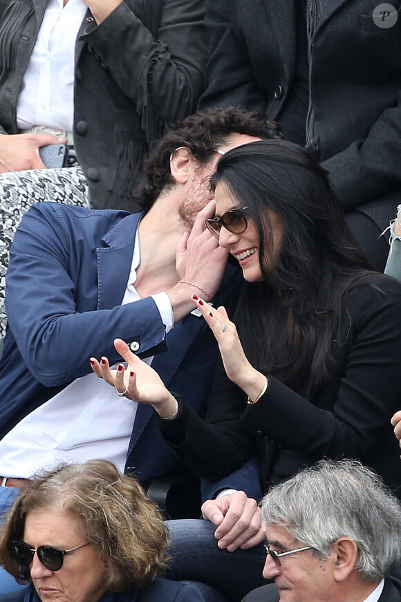 Marie Drucker et son ancien compagnon Mathias Vicherat - People dans les tribunes de la finale homme des internationaux de France de Roland Garros à Paris le 5 juin 2016. © Moreau-Jacovides / Bestimage