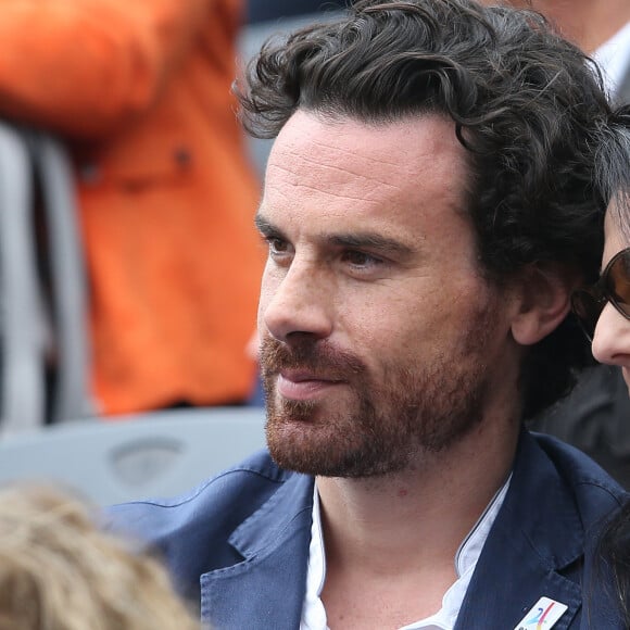 Marie Drucker et son ancien compagnon Mathias Vicherat - People dans les tribunes de la finale homme des internationaux de France de Roland Garros à Paris le 5 juin 2016. © Moreau-Jacovides / Bestimage