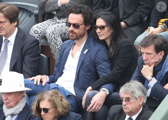 Marie Drucker et son ancien compagnon Mathias Vicherat - People dans les tribunes de la finale homme des internationaux de France de Roland Garros à Paris le 5 juin 2016. © Moreau-Jacovides / Bestimage