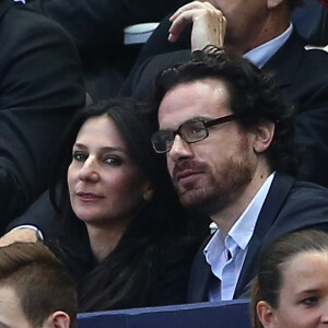 Marie Drucker et son ancien compagnon Mathias Vicherat (directeur de cabinet d'Anne Hidalgo) - People à la finale de la Coupe de France entre le Psg et Auxerre au Stade de France à Saint-Denis le 30 mai 2015. Le Psg a remporté le titre sur le score de 1à 0.