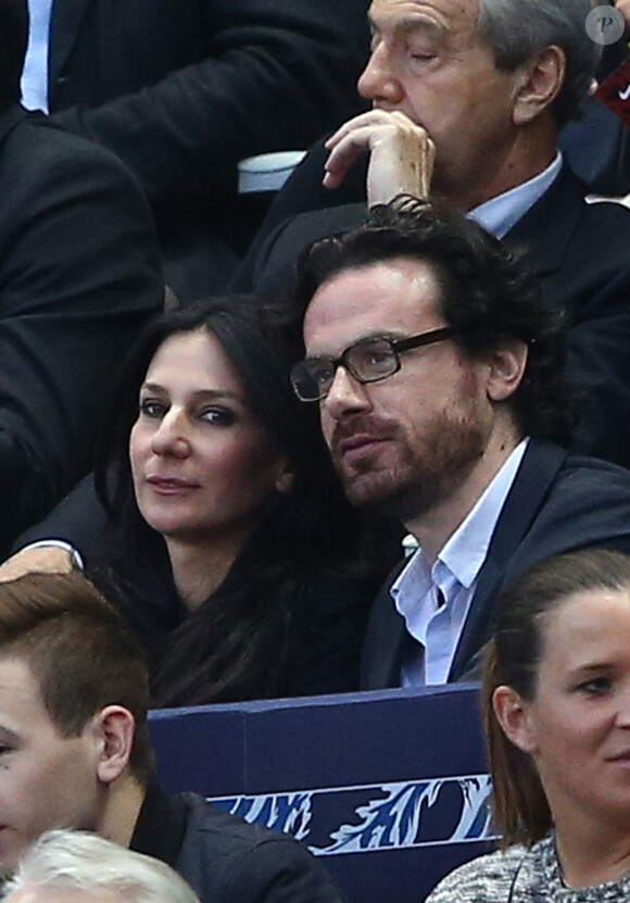 Marie Drucker et son ancien compagnon Mathias Vicherat (directeur de cabinet d'Anne Hidalgo) - People à la finale de la Coupe de France entre le Psg et Auxerre au Stade de France à Saint-Denis le 30 mai 2015. Le Psg a remporté le titre sur le score de 1à 0.