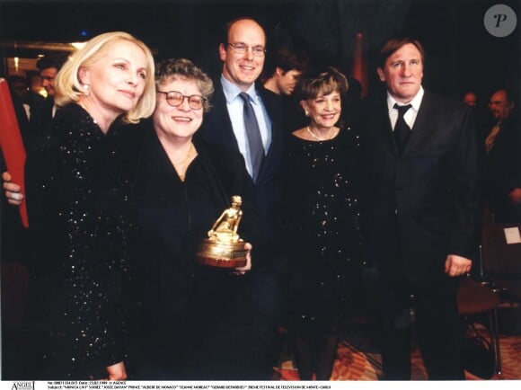 Monica Livi, Josée Dayan, Gérard Depardieu , Albert de Monaco - Festival de Télévision de Monte-Carlo (Archive)
