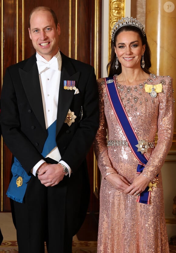 Le prince William, Kate Middleton - La famille royale du Royaume Uni lors d'une réception pour les corps diplomatiques au palais de Buckingham à Londres le 5 décembre 2023.