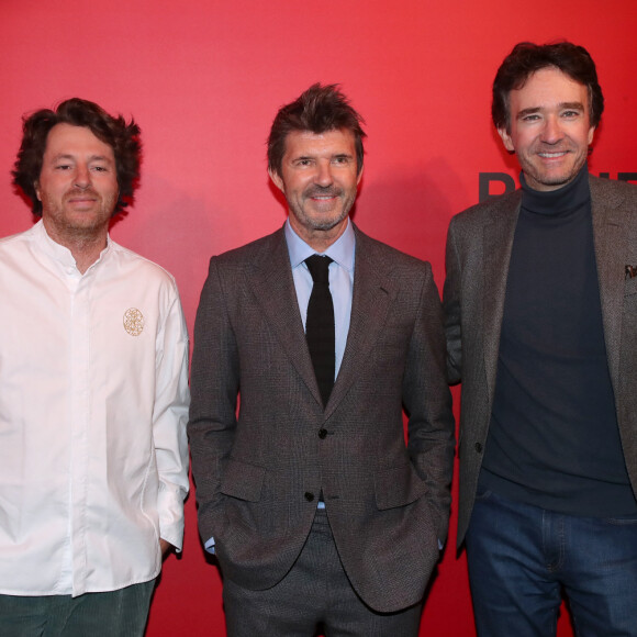 Exclusif - Le chef Jean Imbert, Paul-Emmanuel Reiffers (Président de Mazarine Group) et Antoine Arnault - 30ème Anniversaire du groupe de communication Mazarine à la "Maison Mazarine" à Paris le 7 décembre 2023.© Bertrand Rindoff / Bestimage 