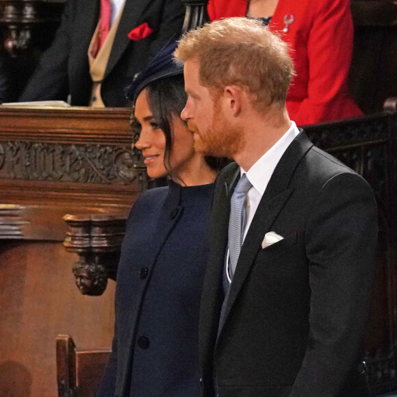 Les membres de la famille royale ont en effet interdiction d'accepter les cadeaux.
Le prince Harry, duc de Sussex, et Meghan Markle, duchesse de Sussex - Cérémonie de mariage de la princesse Eugenie d'York et Jack Brooksbank en la chapelle Saint-George au château de Windsor, Royaume Uni le 12 octobre 2018. 