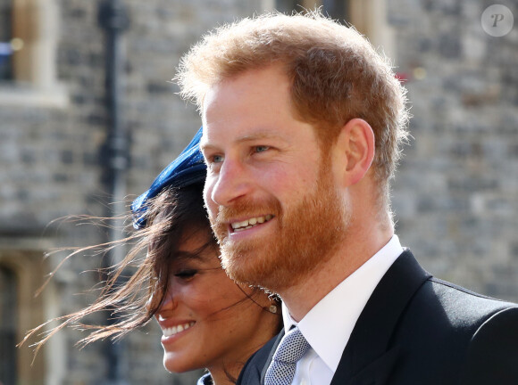 Le prince Harry, duc de Sussex, et Meghan Markle, duchesse de Sussex - Sorties après la cérémonie de mariage de la princesse Eugenie d'York et Jack Brooksbank en la chapelle Saint-George au château de Windsor, Royaume Uni, le 12 octobre 2018. 