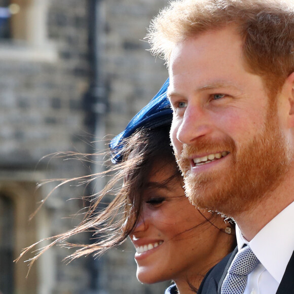 Le prince Harry, duc de Sussex, et Meghan Markle, duchesse de Sussex - Sorties après la cérémonie de mariage de la princesse Eugenie d'York et Jack Brooksbank en la chapelle Saint-George au château de Windsor, Royaume Uni, le 12 octobre 2018. 