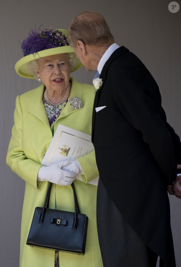La reine Elisabeth II d'Angleterre et le prince Philip, duc d'Edimbourg - Les invités arrivent à la chapelle St. George pour le mariage du prince Harry et de Meghan Markle au château de Windsor, le 19 mai 2018. 
