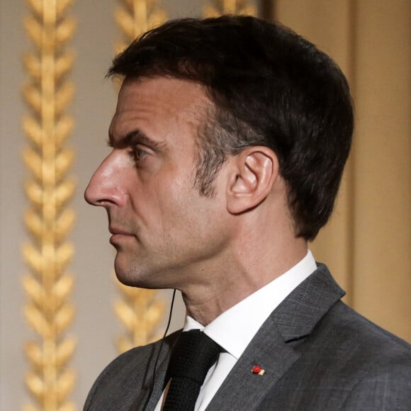 Le président français, Emmanuel Macron reçoit son homologue tchèque Petr Pavel, pour un déjeuner de travail au palais de l'Elysée à Paris, le 20 décembre 2023. © Stéphane Lemouton / Bestimage 