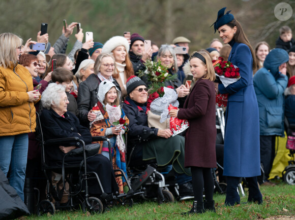 Kate Middleton, Mia Tindall - Les membres de la famille royale britannique lors de la messe du matin de Noël en l'église St-Mary Magdalene à Sandringham, le 25 décembre 2023.