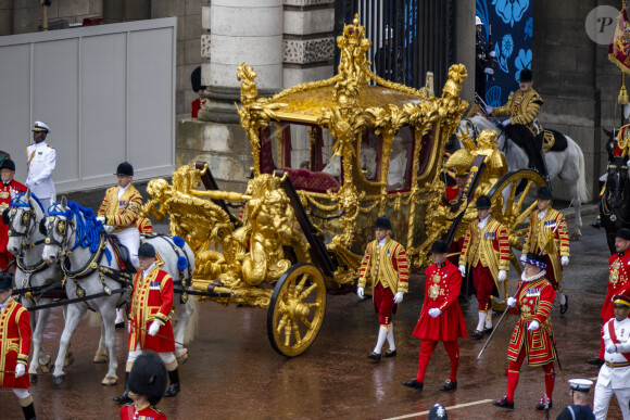 Le roi Charles III d'Angleterre et Camilla Parker Bowles, reine consort d'Angleterre lors de la cérémonie de couronnement du roi d'Angleterre à Londres, Royaume Uni, le 6 mai 2023. 
