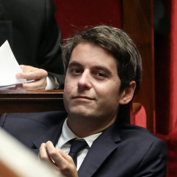 Gabriel Attal lors d'une séance de questions au gouvernement à l'assemblée nationale, à Paris, France, le 24 octobre 2023. © Stéphane Lemouton/Bestimage 