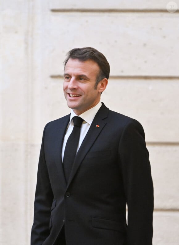 Emmanuel Macron lors de la galette des Rois au palais de l'Elysée le 5 janvier 2024 © Jacques Witt/Pool/Bestimage