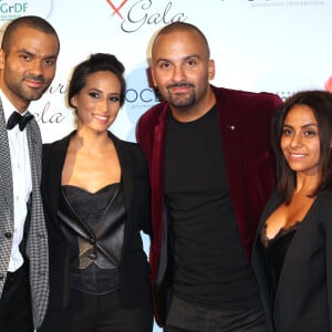 Tony Parker, sa femme Axelle Francine, son frère Terence Parker (TJ) et guest - Personnalités au gala "Par Coeur" pour les 10 ans de l'association "Cekedubonheur" au pavillon d'Armenonville à Paris. Le 24 septembre 2015