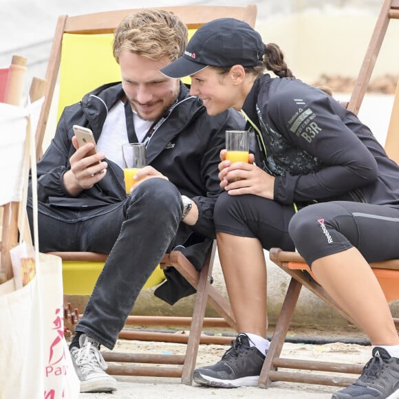 Lorie (Laure Pester) et son compagnon Roby Schinasi - Vingtième édition de la course La Parisienne à Paris, France, le 11 septembre 2016. © Pierre Perusseau/Bestimage