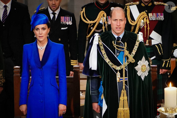 The Prince and Princess of Wales, known as the Duke and Duchess of Rothesay while in Scotland during the National Service of Thanksgiving and Dedication for King Charles III and Queen Camilla, and the presentation of the Honours of Scotland, at St Giles' Cathedral, Edinburgh. Picture date: Wednesday July 5, 2023. 