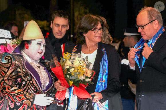 La princesse Stéphanie de Monaco, le prince Albert II de Monaco et Louis Ducruet lors du 46ème Festival International du Cirque de Monte-Carlo, le 20 janvier 2024. © Claudia Albuquerque/Bestimage 