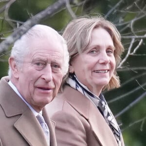 Le roi Charles III d'Angleterre - Les membres de la famille royale britannique lors de la messe dominicale en l'église St-Mary Magdalene à Sandringham, le 7 janvier 2024. 