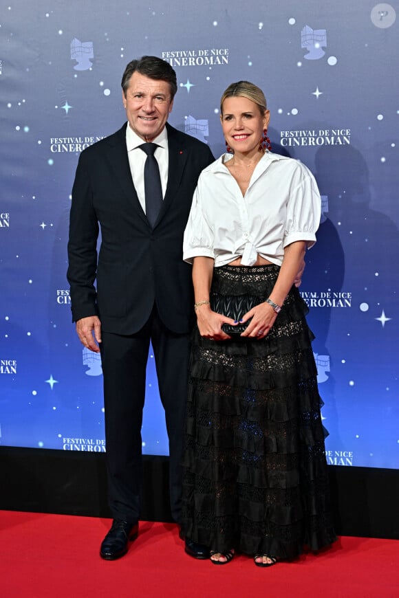 Christian Estrosi, le maire de Nice, et sa femme Laura Tenoudji Estrosi durant la cérémonie de clôture et remise des prix de la 5eme édition du Nice Festival CinéRoman au cinéma Pathé Gare du Sud à Nice, le 7 octobre 2023. © Bruno Bebert/Pool Nice/Bestimage