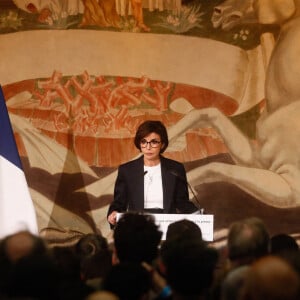 Voeux de la ministre de la culture Rachida Dati aux acteurs culturels et à la presse au musée de l'immigration à Paris, France, le 29 janvier 2024. "Je suis absolument déterminée (...) Un grand bravo pour tout ce que vous faites déjà. Un grand merci par avance pour ce que nous ferons ensemble. Quand je vous quitterai, vous ne pleurerez pas. Vous m'applaudirez!". © Christophe Clovis/Bestimage