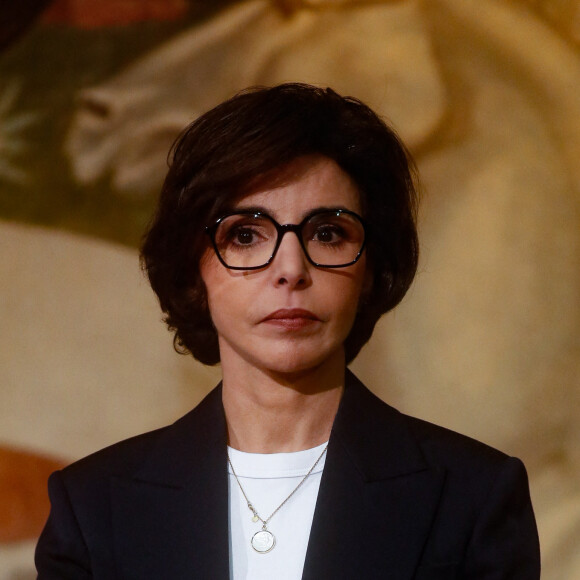Voeux de la ministre de la culture Rachida Dati aux acteurs culturels et à la presse au musée de l'immigration à Paris, France, le 29 janvier 2024. "Je suis absolument déterminée (...) Un grand bravo pour tout ce que vous faites déjà. Un grand merci par avance pour ce que nous ferons ensemble. Quand je vous quitterai, vous ne pleurerez pas. Vous m'applaudirez!". © Christophe Clovis/Bestimage