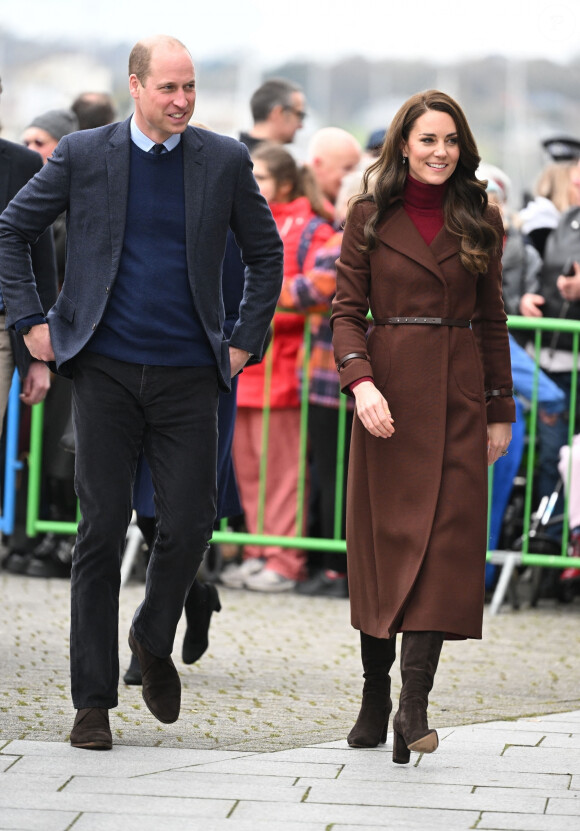 Le prince William, prince de Galles, et Catherine (Kate) Middleton, princesse de Galles, arrivent pour visiter le National Maritime Museum Cornwall à Falmouth, Royaume Uni, le 9 février 2023. 