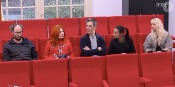 Pierre de Brauer, Adeline Toniutti, Michaël Goldman, Malika Benjelloun et Cecile Chaduteau pendant l'audition d'Héléna dans la "Star Academy", TF1.
